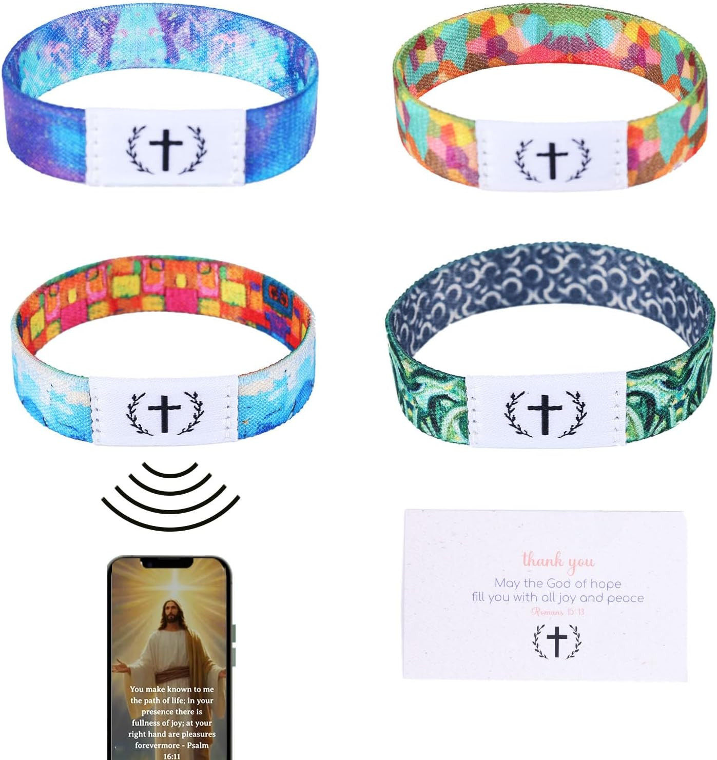 4stk NFC-Bibelarmbänder Christliche Bibelversen Armbänder Jesus