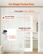 68.7in Pocket Door Track Kit Soft Close for 36in Single Door 1  1.75in