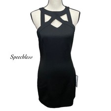 Speechless Juniors Black Cutout Sleeveless Bodycon Dress NWT Size L FLAW