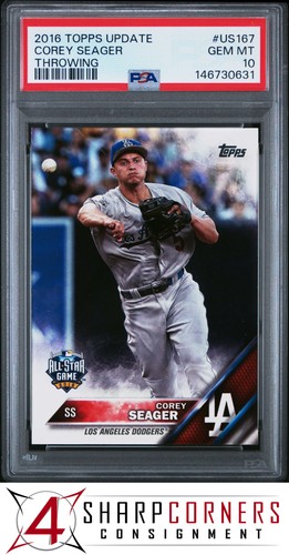 2016 TOPPS UPDATE #US167 COREY SEAGER RC DODGERS THROWING PSA 10