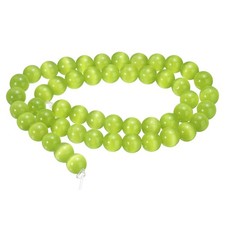 48pcs Light Navy Green Cat's Eye Stone Beads 8mm Round Crystal Loose Bead