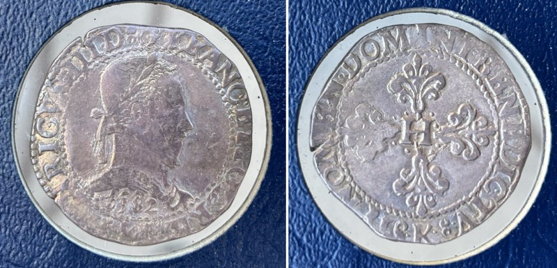 1582 K Henri III Franc au Col Plat Rare Silver Coin France