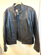 VINTAGE 90s OLD NAVY Black Leather Jacket XL ...