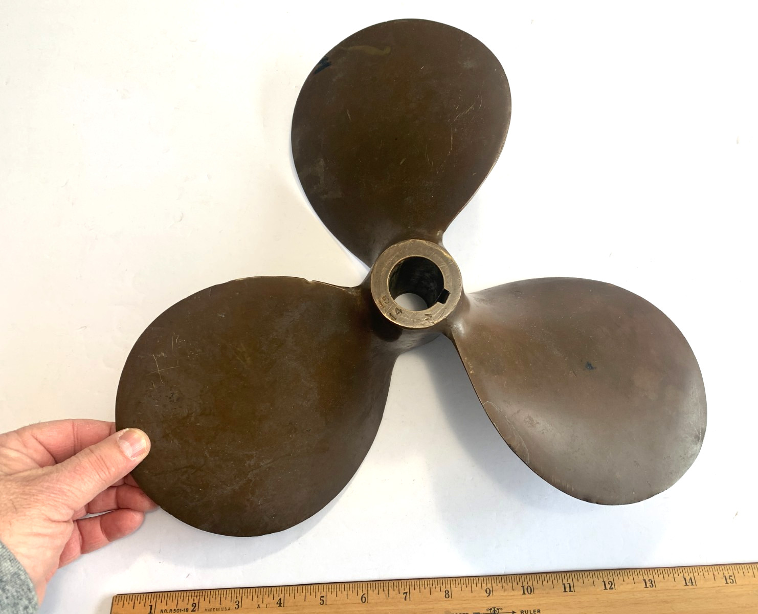 Vintage Columbian HYDROSONIC 15" Brass Bronze Boat Propeller Prop LG 15 P14 L