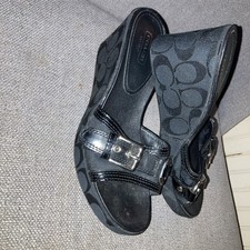 Coach "Jewel" Monogram Open Toe Wedge Sandal.