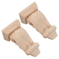 2 Pcs Carved Solid Wood Capital Decorative Corbels Shelf Bracket