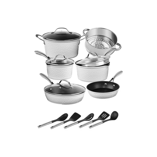 Granitestone Charleston Collection Hammered 15-Pc. Non-Stick Cookware Set -