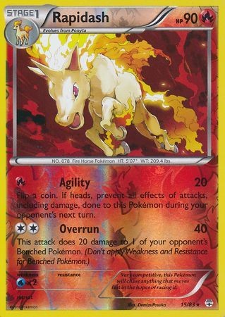 RAPIDASH 15/83 XY GENERATIONS POKEMON (REVERSE HOLO, LP)
