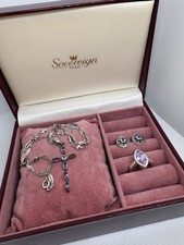 Sterling Silver 925 Amethyst Jewellery Set – Ring, Earrings & Cross Necklace