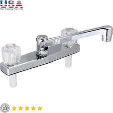 Kitchen Sink Faucet 2 Handle Deck Mount Washerless Chrome Leak Resistant New