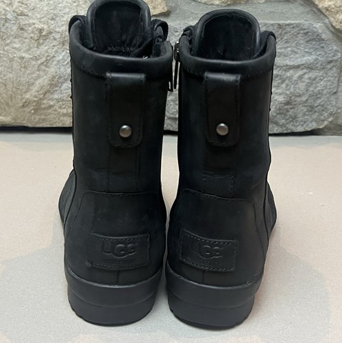 Ugg Boots Combat Black Leather Waterproof Ashbury Lace Up Women’s 7 - Picture 8 of 14