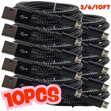 10X Micro USB to A Cable Android Charger Braided Cord For Samsung Google LG LOT