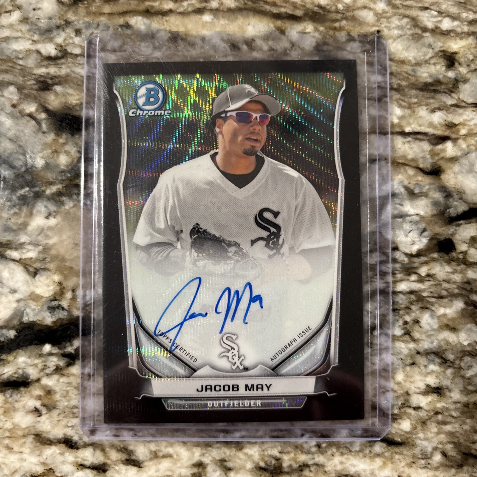 JACOB MAY 2014 Bowman Chrome Prospect Black Refractor Auto #/50 White Sox