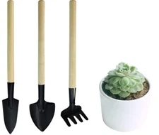 Andiker 3pcs Mini Gardening Tools Set, Rake, Trowel & Shovel for Planting