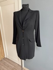 Dolce Gabbana long jacket Blazer wool Button Black Size 44