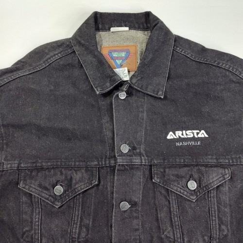 Vtg Arista Records Jean Jacket A Team Embroidered Music Industry Promo Employee - Picture 3 of 12