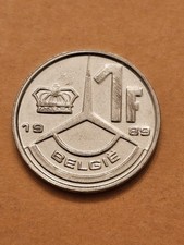 1989 🇧🇪 BELGIUM ONE 1 FRANC WORLD COIN KM170 FINE DETAIL MAGNETIC FREE SHIP