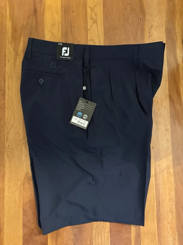 Pantalones Cortos Plisados FootJoy Performance Azul Marino W38 9 Pulgadas Entrepierna Nuevos con Etiquetas CG-206 Foto 2 de 2