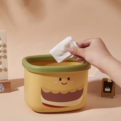 Cartoon Hamburger Plastic Trash Can Countertop Waste Bin Desk Storage Container