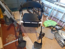 4-Wheel Rollator Walker with Foldable Padded Seat, Handbrakes, Backrest