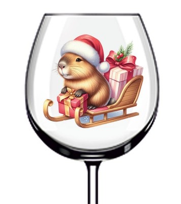 12x bunte Weihnachten lustige Capybara Vinyl Aufkleber Abziehbild Weinglas Flasche Tasse