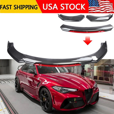 Carbon Fiber+Red Front Bumper Lip Spoiler Splitter Kits For Alfa Romeo Giulia