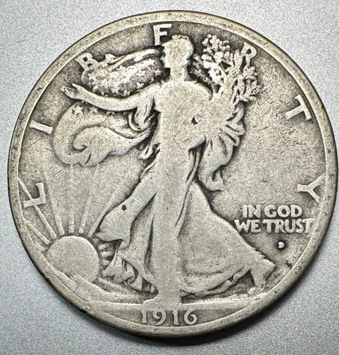 1916-D  WALKING LIBERTY HALF DOLLAR  VG   BETTER DATE #1279