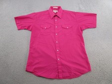 Sheplers Pink Ranch Western Pearl Snap Shirt Men 16.5 Short Sleeve Rockabilly