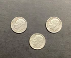 (3) 1951 - 2D Roosevelt Dime 10c - 90% Silver US Dime 10 Cent Black