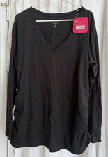 Black Long Sleeve V-neck Pullover NWT Size XXL Isabel Maternity