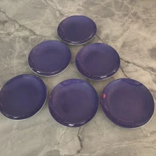 Set Of 6 CRATE & BARREL Porcelain Salad/dessert/Snack plates PURPLE 6.5" NWOT!!