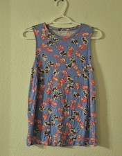 Nine West Blue Floral Sleeveless Tank with Pink Blooms