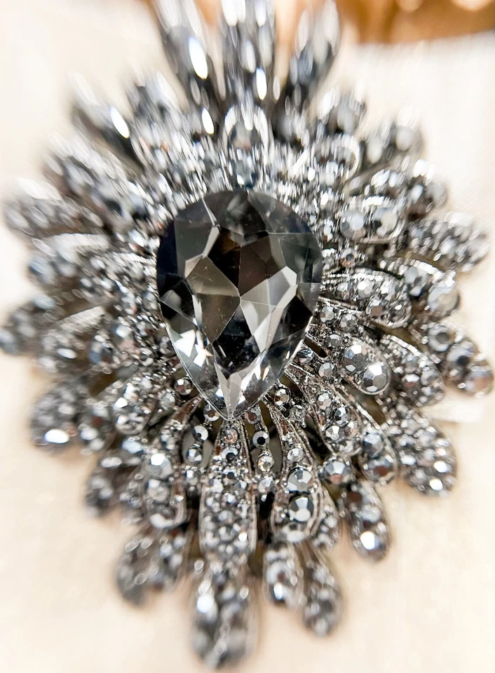 Beige Bow Tie, Formal Event Necktie, Black Crystal Tie, Adjustable Necktie - Image 2 of 4