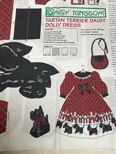 Daisy Kingdom Tartan Terrier Red Doll Dress Fabric Panel 17-19” 1196 Pattern 18”