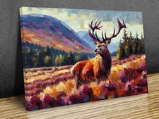 Scottish Stag abstract art mounted canvas print art ready to hang