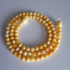 BALTIC AMBER  VINTAGE  ROUND BUTTER COLOR 5 mm BEADS NECKLACE
