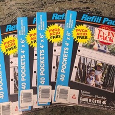 Photo album 4 lot Refill Pack 40 Pockets 4x6  Memo/Negative Storage 160 pc New