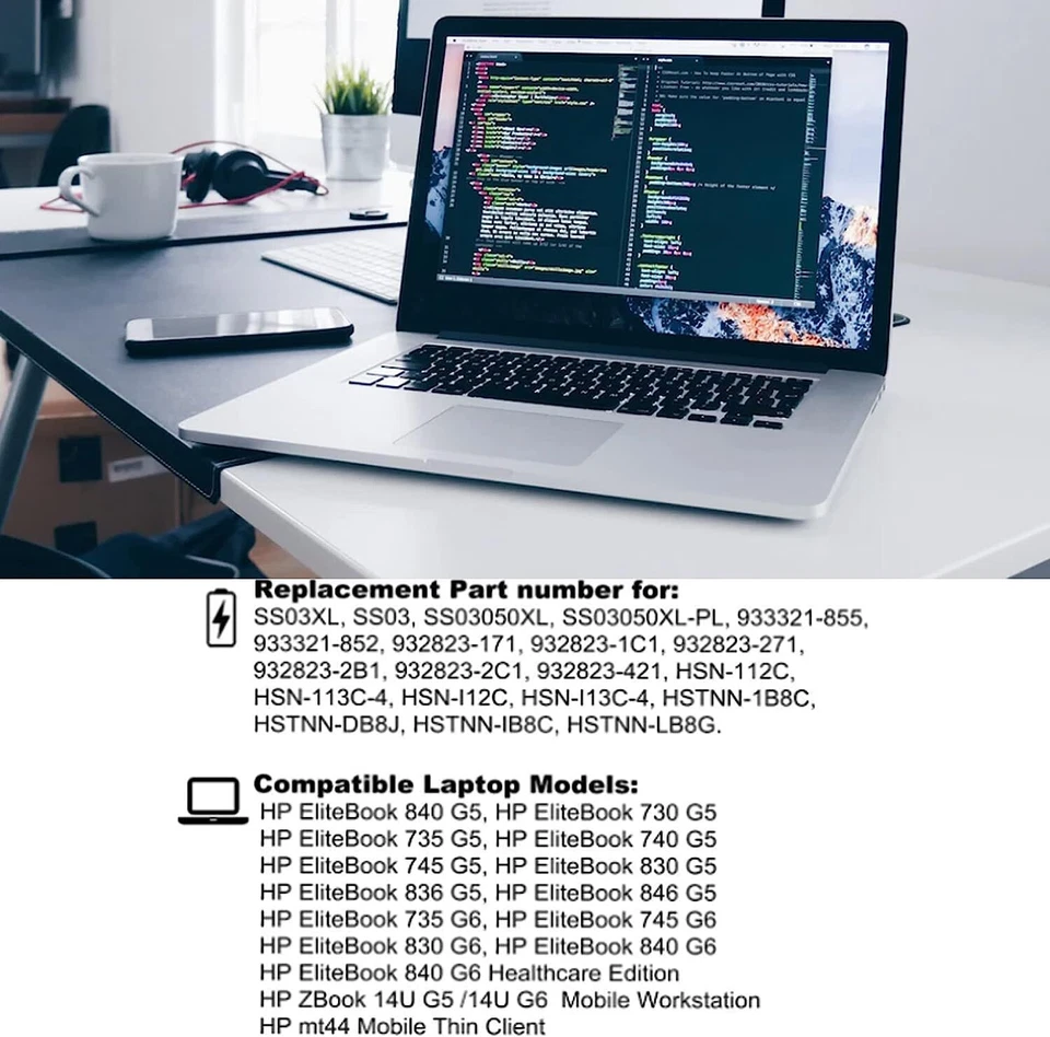 BATERÍA HP SS03XL HP EliteBook 840 G5 G6 730 735 740 G5 933321-855 50Wh - Imagen 3 de 4
