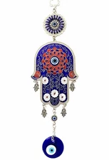 Turkish Blue Evil Eye Hamsa Hand Wall Hanging AmuletBlessing Protection Gift CL1