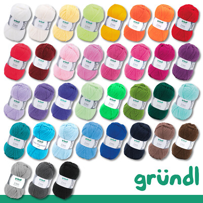 Gründl 10 x 50 g Lisa Premium uni Stricken Häkeln Polyacryl Garn Wolle 35 Farben