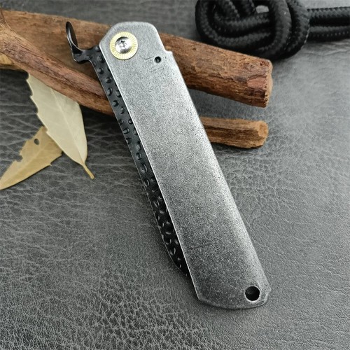 Japanisches Klappmesser Higonokami schwarze Klinge 7Cr13Mov 9,1cm Stahlgriff - Bild 4 von 10