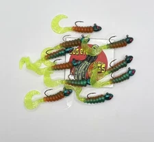 10 Pack 1/16 Oz Crappie Jigs, Curly Tail Jigs; Crappie, (Perch)