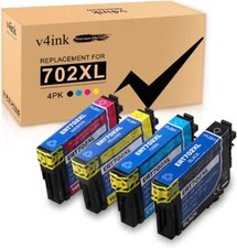 4PK T702XL Ink Cartridge Compatible for Epson 702 Workforce WF-3720 WF-3733 3730