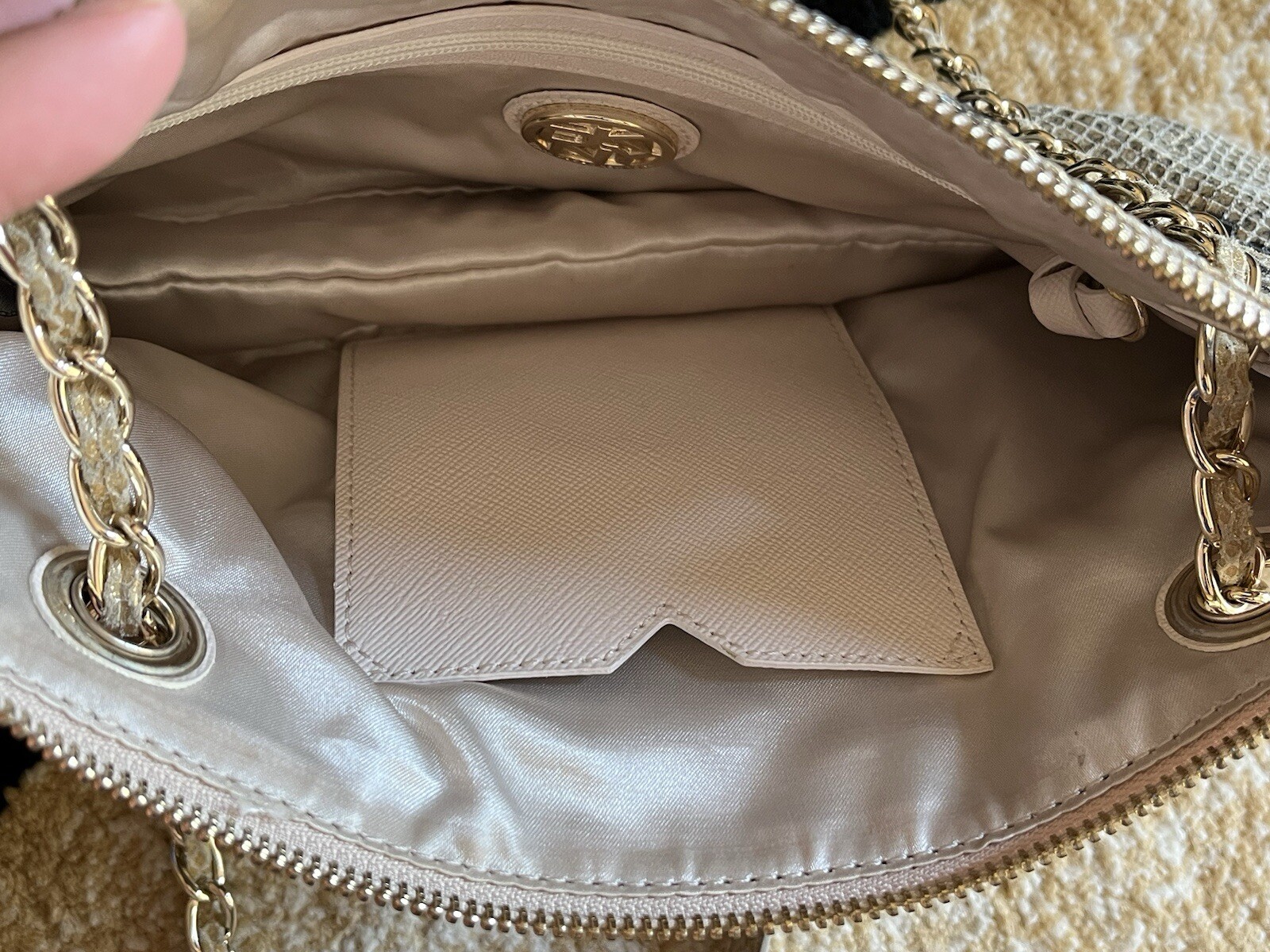 DKNY Python Snakeskin Leather CHAIN STRAP Handbag… - image 9