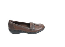 Clarks Collection Brown Leather Shoes Women Loafer 6 Slip on Comfort Work Flat