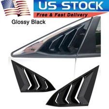 Quarter Window Louver Cover For Honda Civic 2016-2021 ABS Rear Side Glossy Black