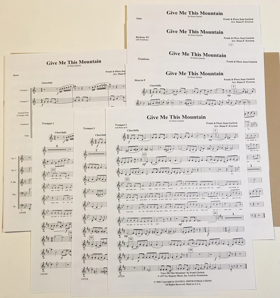 Sheet Music Give Me This Mountain Brass Quintet Sextet Arr Dana F Everson Lvl 3 - Image 2 of 3