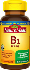 Nature Made Vitamin B1 100 mg, Supplement Energy Metabolism Support, 100 Tablets