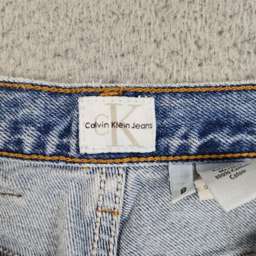 VTG Calvin Klein Denim Mom Shorts Womens 8 Blue Stone Wash High Rise 90s Cuffed - Picture 11 of 12