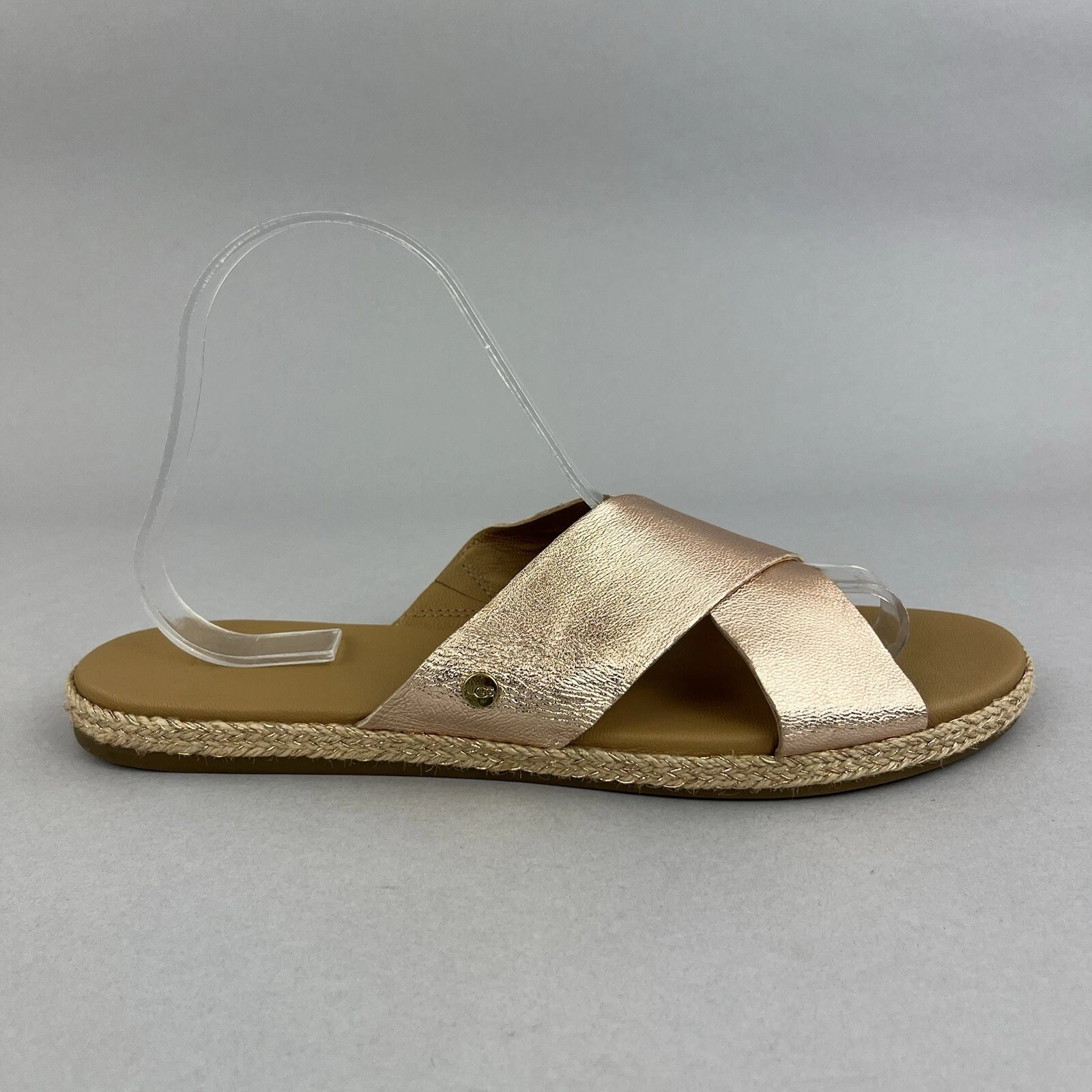 Sandali bassi estivi UGG Brylee oro rosa pelle metallizzata slip on UK8